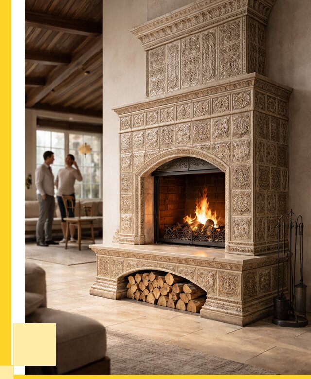 Купить изразцовый камин в Балахне от 261200 р. | ЭриданБлх