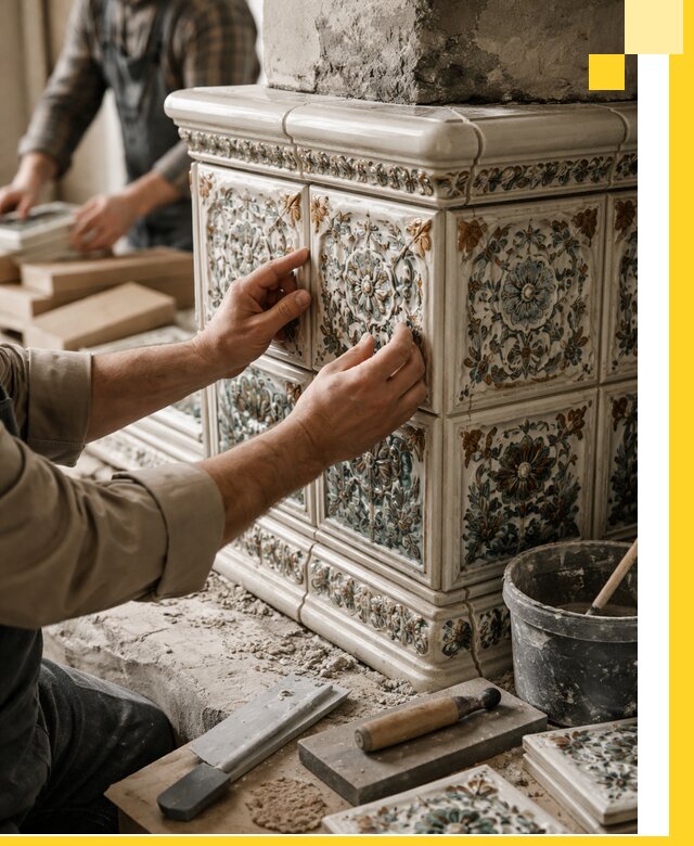 Изразцовые камины под ключ в Балахне: проект и монтаж