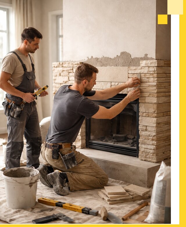 Установка и монтаж каминов для загородного дома в Балахне