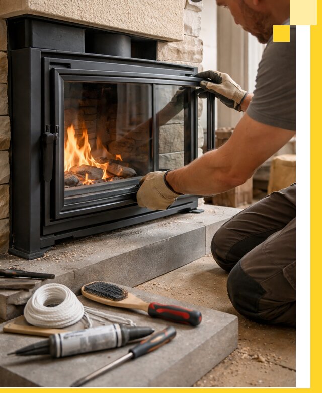 Производство, монтаж и доставка каминов со стеклом в Балахне