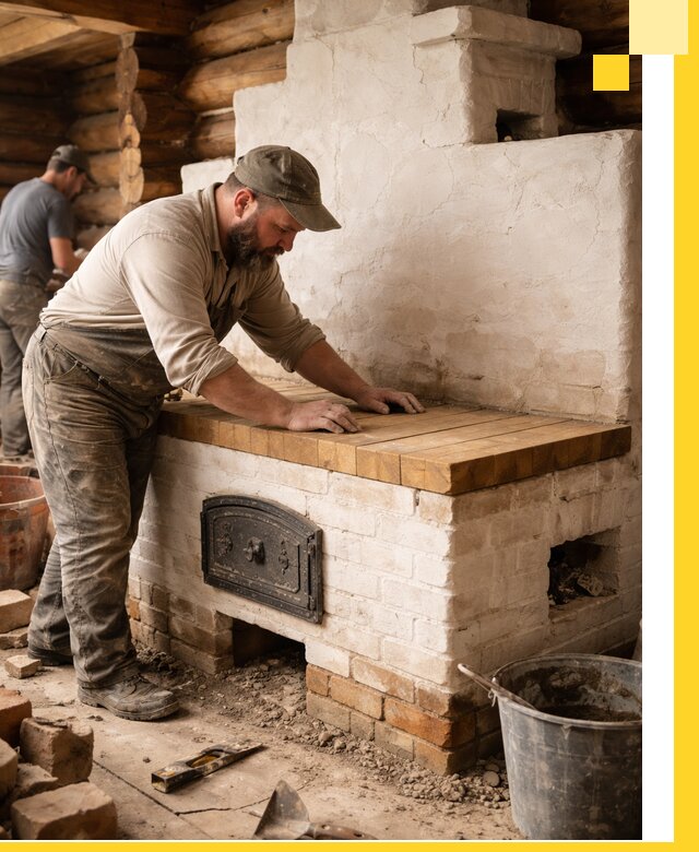 Проектирование и установка русской печи с лежанкой в Балахне