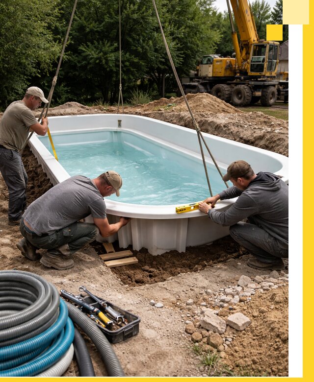 Установка и монтаж композитных бассейнов под ключ в Балахне