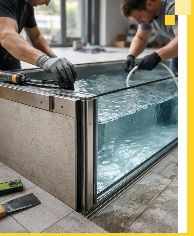 Проектирование и монтаж стеклянных бассейнов в Балахне