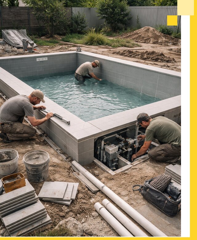 Строительство и монтаж бассейнов для дачи под ключ в Балахне