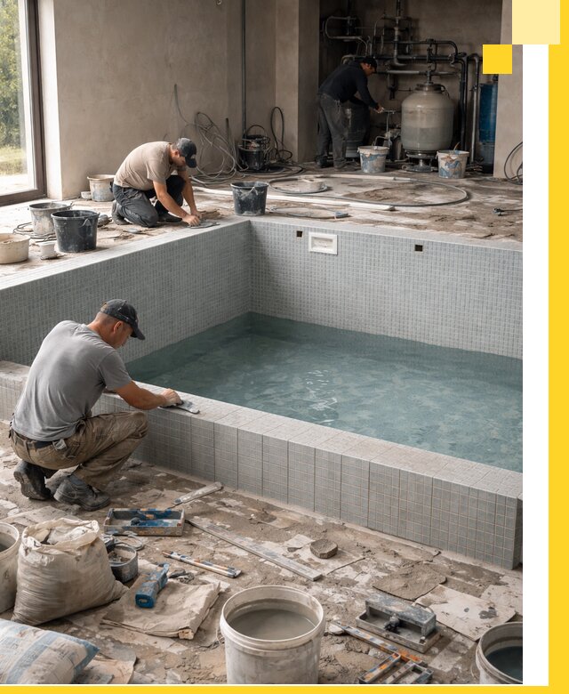 Строительство и монтаж бассейнов в помещении в Балахне