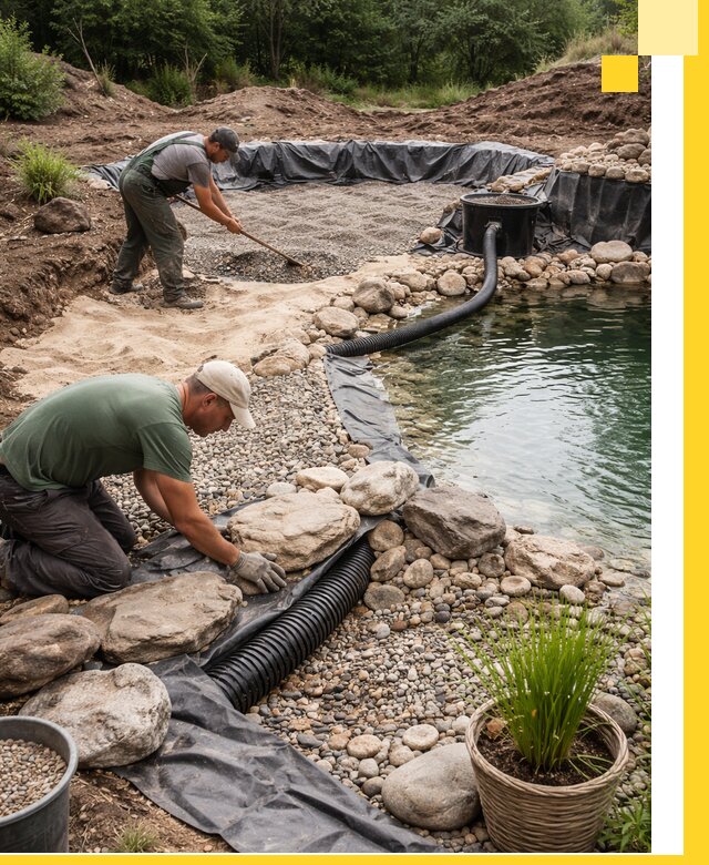 Строительство природных бассейнов и озер в Балахне под ключ