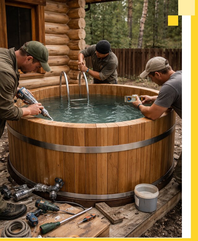 Строительство бань с купелью под ключ и отделкой в Балахне