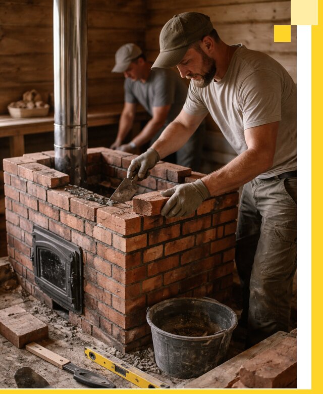 Кирпичные печи для бани под ключ в Балахне, проект и монтаж