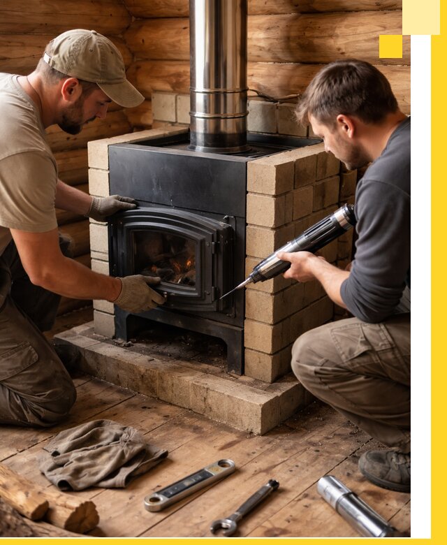 Монтаж и установка печи в бане под ключ с гарантией в Балахне