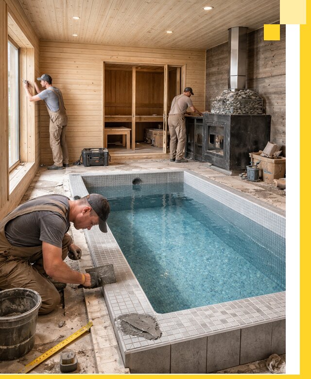 Проект бани с бассейном и сауной в Балахне под ключ