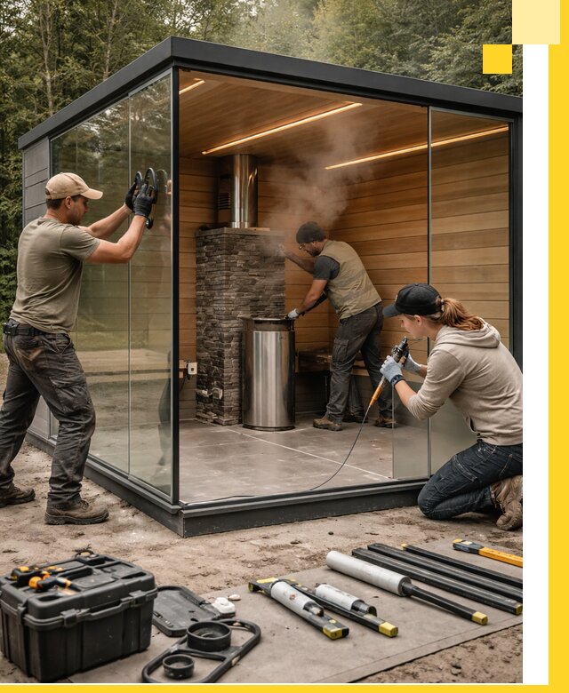 Проектирование и строительство стеклянных бань в Балахне