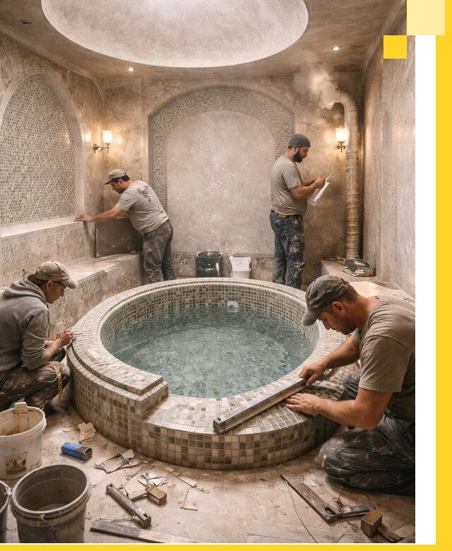 Профессиональное строительство хамама с бассейном в Балахне под ключ