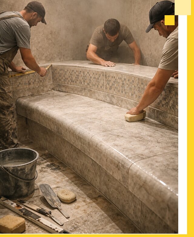 Изготовление и установка сидений для хамама в Балахне